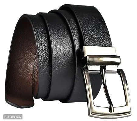 Saugat Traders Men's Leather Belt Formal Reversible Black and Brown - Size 32