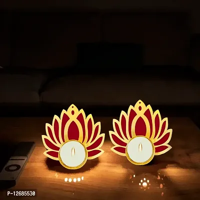 Saugat Traders Christmas Candles for Decoration- MDF Candle Holder - Decorative Candle for Home Decor - Scented Lotus