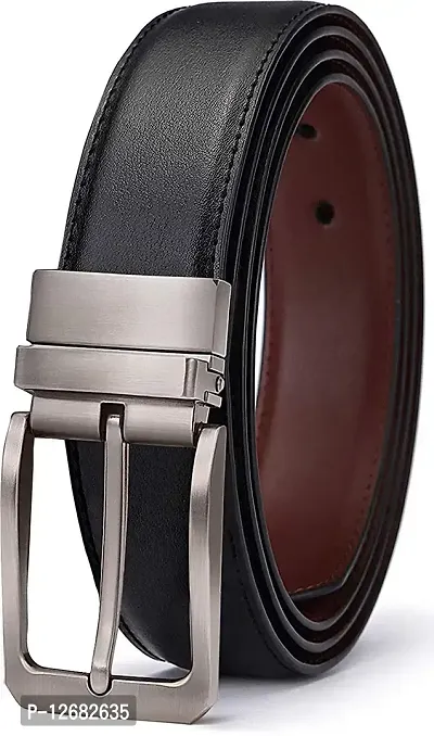 Saugat Traders Men's Black  Brown PU Leather Reversible Belt