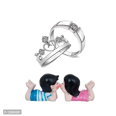 Saugat Traders Valentine Day Gift for Girlfriend  Boyfriend Couple Ring with Love Kissing Couple Showpiece for Valentine's Day | Birthday Gift