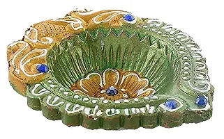 Saugat Traders Beautiful Clay Diya and Designer Wall Hanging Shubh Labh for Decoration-Home Decor-Gifts-Inaugration-Grah Pravesh-Set of 4 Clay Diya with Subh Labh - Diwali Gift for Employees - Client-thumb2