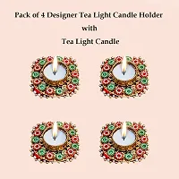 Saugat Traders Diwali Gift Pack - Decorative Shubh Labh with Set of 4 Tealight Candle Holder / Diwali Decoration/Office Decoration with Greeting Card - Corporate Gift for Client - Best Gift for Employees - Family-thumb3