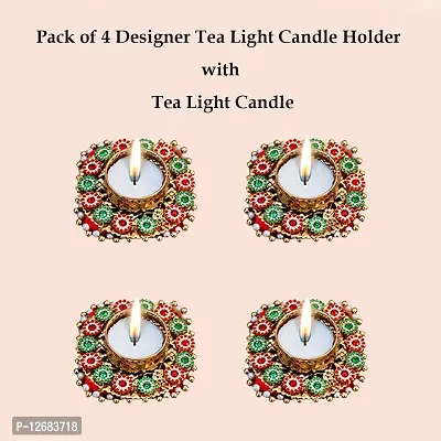 Saugat Traders Diwali Gift Pack - Decorative Shubh Labh with Set of 4 Tealight Candle Holder / Diwali Decoration/Office Decoration with Greeting Card - Corporate Gift for Client - Best Gift for Employees - Family-thumb4