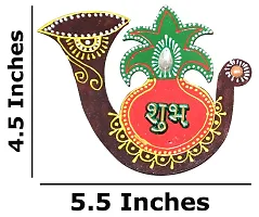 Saugat Traders Diwali Wall Decoration Item Shubh Labh for Home Decor-Deepawali-Navratri-Door-Wall Hanging Entrance Door-Wooden (Red)-thumb1