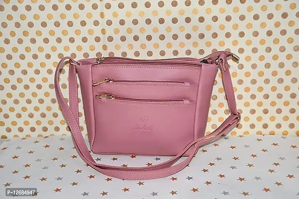 Lookool Handbag for Girls, Women - Messenger/Shoulder Bag - Stylish Trendy Classic Tote Handbag with Zipper Closure (Light Pink)-thumb4