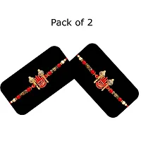 Saugat Traders Pack of 2 Rakhi for Brother with Chocolate Gift Box and Chopra Roli Chawal Pack-Traditional Rakhi-OM-Morpankh-Youger Brother-Quirky-Latest Rakhe Combo-thumb1