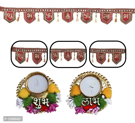 Saugat Traders Cotton Door Hanging for Main Entrance Door with Traditional Shubh Laabh Candle for Diwali Decoration- Home- Temple- (3 Feet / 95 Cm.)-thumb5