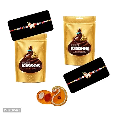 Saugat Traders Bhai Dooj Tika Set - Pack of 2 Thread/Dora for bhai with 2 Chocolate for Kids- Designer Dora/Thread - Gift for Brother - Handmade Thread/Dora for Kids - Latest Dora- Beloved Kids