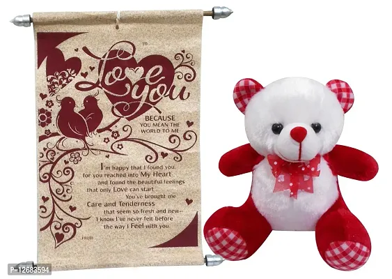 Saugat Traders Love Gifts Combo of Love Scroll Card and Soft Toy Teddy Bear for Girlfriend, Wife, Fiancee