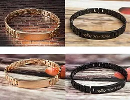 Saugat Traders Love Gift for Couples - King Queen Couples Bracelet - Couple Bracelet for Lovers - Valentine Day - Promise Day-thumb3