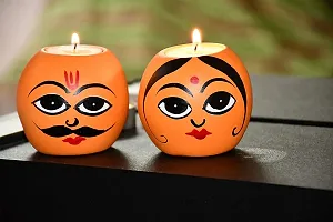 Saugat Traders Diwali Gift for Family  Friends - Chocolate with Male and Female Tea Light Candle Holder for Home Decor  Diwali Greeting Card - Shops - Office - Pooja/Temple - Diwali Decoration-thumb2