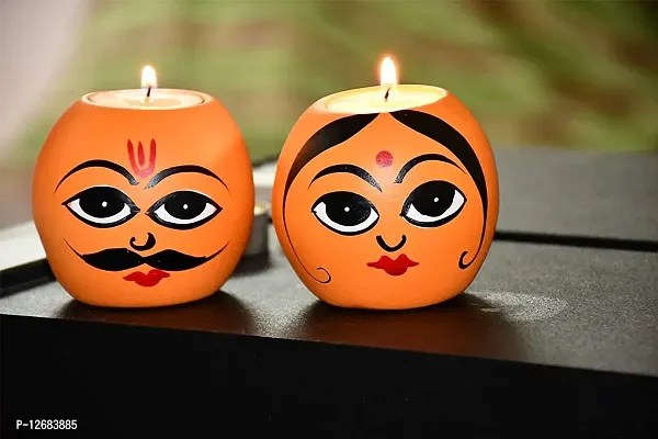 Saugat Traders Diwali Gift for Family  Friends - Chocolate with Male and Female Tea Light Candle Holder for Home Decor  Diwali Greeting Card - Shops - Office - Pooja/Temple - Diwali Decoration-thumb3