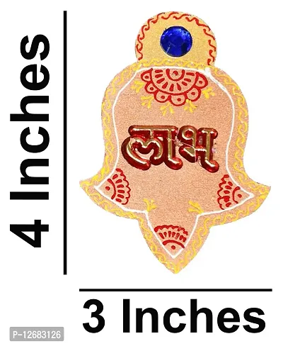 Saugat Traders Decorative Pair of 4 Candles  Diyas with Wooden Shubh Labh-Home Decor-Navratri-Multicolor-thumb3
