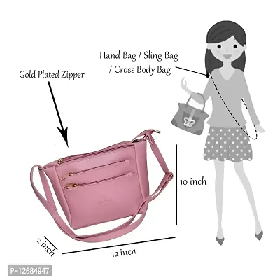 Lookool Handbag for Girls, Women - Messenger/Shoulder Bag - Stylish Trendy Classic Tote Handbag with Zipper Closure (Light Pink)-thumb2