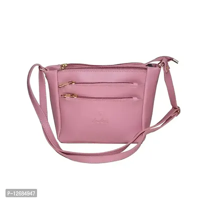 Lookool Handbag for Girls, Women - Messenger/Shoulder Bag - Stylish Trendy Classic Tote Handbag with Zipper Closure (Light Pink)-thumb0