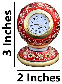 Saugat Traders Designer Marble Meenakari Work Table Clock for Home Decor - Office Table - Best Gift-thumb1