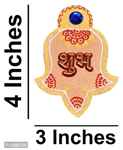Saugat Traders Decorative Pair of 4 Candles  Diyas with Wooden Shubh Labh-Home Decor-Navratri-Multicolor-thumb2