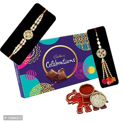 Saugat Traders Rakhi for Bhaiya Bhabhi with Chocolate - Premium Rakhi - Latest Rakhi - Exclusive Rakhi - Designer Rakhi for Beloved Brother - Bhabhi with Roli Chawal Chopra