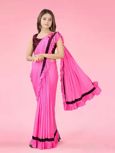 Stylish Fancy Lycra Saree With Blouse Piece For Women