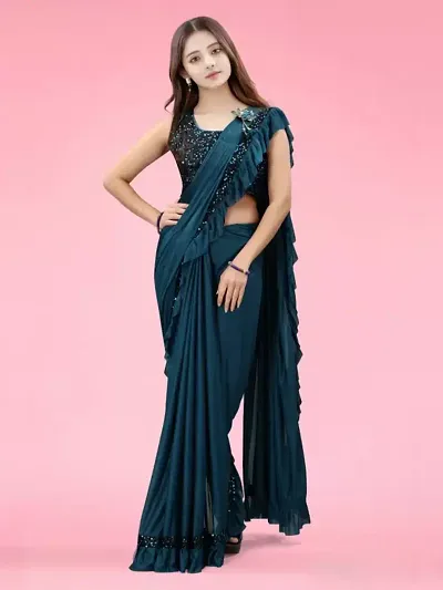 Womens Lycra Saree With Blouse