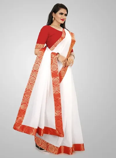 Stylish Chanderi Embellished Saree with Blouse piece For Women