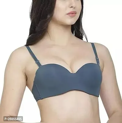 Fancy Grey Polyester Solid Padded Bras For Women-thumb0