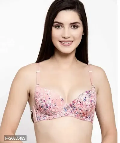 Fancy Pink Polycotton Printed Padded Bras For Women-thumb0