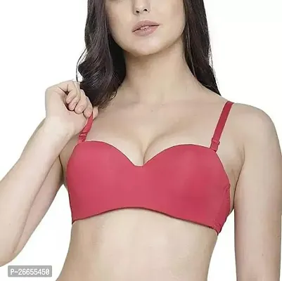 Fancy Red Polyester Solid Padded Bras For Women-thumb0