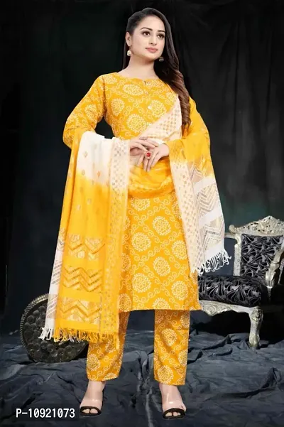 Women Stylish Rayon Kurta Bottom With Dupatta Set