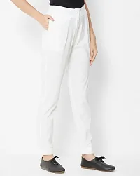 SUPRYIA Fashion Women's Solid White Cotton Flex Casual Trouser PantsFLEXPANT.White_L-thumb2