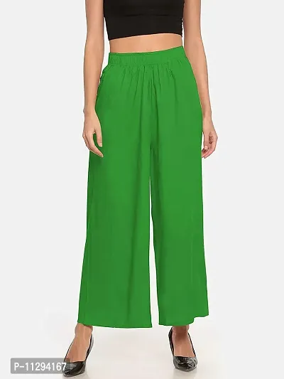 SUPRYIA Fashion Women's Rayon Solid Regular Fit Palazzos Green Free g1-Palazzo_Green_Free-thumb4