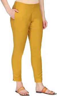 SUPRYIA Fashion Women's Cotton Lycra Blend Solid Regular Fit Casual Trousers Mustard XL A02-Mustard_XL-thumb1