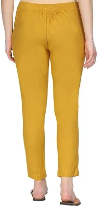 SUPRYIA Fashion Women's Cotton Lycra Blend Solid Regular Fit Casual Trousers Mustard XL A02-Mustard_XL-thumb2