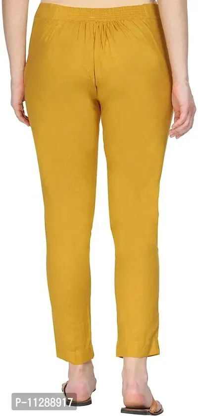 SUPRYIA Fashion Women's Cotton Lycra Blend Solid Regular Fit Casual Trousers Mustard XL A02-Mustard_XL-thumb3