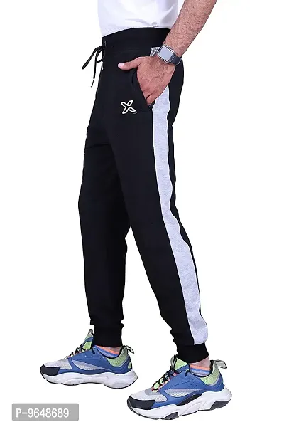 Comfortable Cotton Black Regular Fit Track Pant For Men With Ribbed Hems