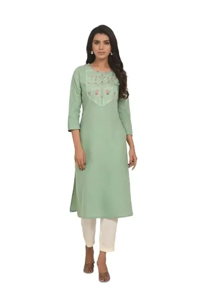 belfry Ethnic Ware Women's 3/4 Sleev Straight Kurta Color:- (Offwhite) (C-Kurti-$Parent)