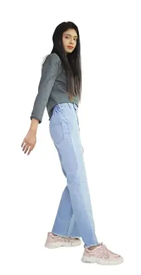 Women's Denim Stretchable Straight Fit Cargo Jeans for Woman-thumb2