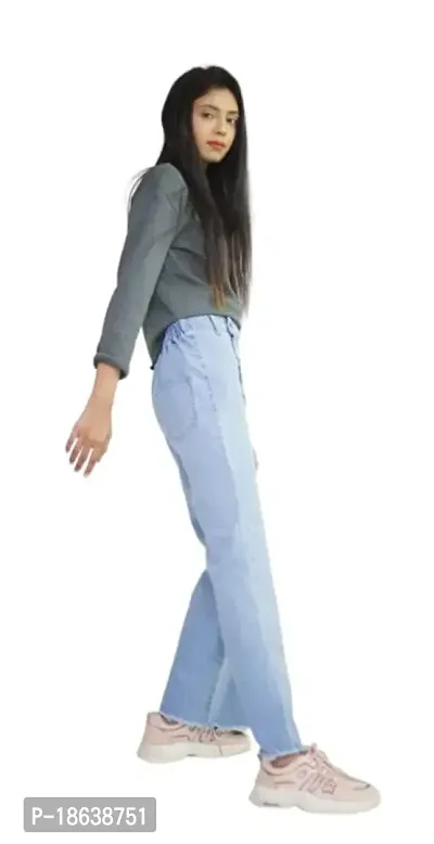 Women's Denim Stretchable Straight Fit Cargo Jeans for Woman-thumb3
