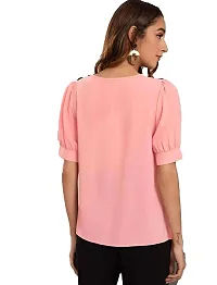 Falu Enterprise Women's Puff Sleeve Round High Neck Top Balloon Bishop Sleeve Elegant Casual Tee-thumb2