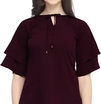 Women's Relaxed Fit Puff Sleeve Key Hole Neck Top-thumb3