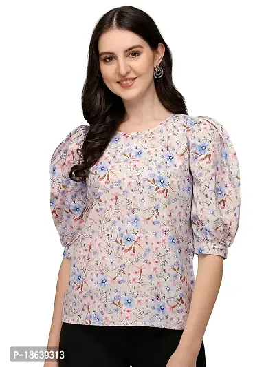 Falu Enterprise Floral Print Blouson Top for Women-thumb3