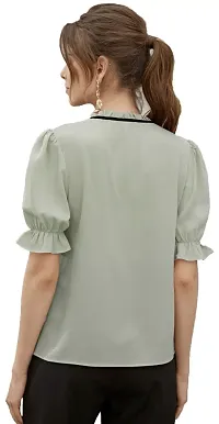 Falu Enterprise Women's Frill Georgette Short Sleeve Top-thumb1