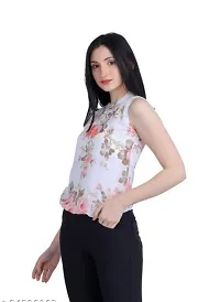 Falu Enterprise Floral Print Sleeveless Crop Top for Women-thumb2