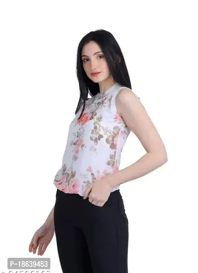 Falu Enterprise Floral Print Sleeveless Crop Top for Women-thumb3