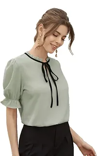 Falu Enterprise Women's Frill Georgette Short Sleeve Top-thumb2