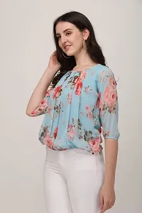 Falu Enterprise Women's  Girl's Georgette Floral Printed Top-thumb1