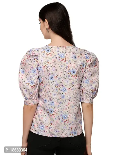 Falu Enterprise Floral Print Blouson Top for Women-thumb4