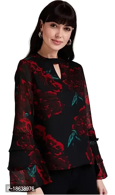 Falu Enterprise Full Sleeves Georgette Top for Woman Black