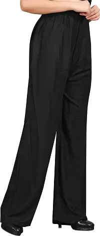 Elegant Black Polycotton Solid Palazzos For Women-thumb1