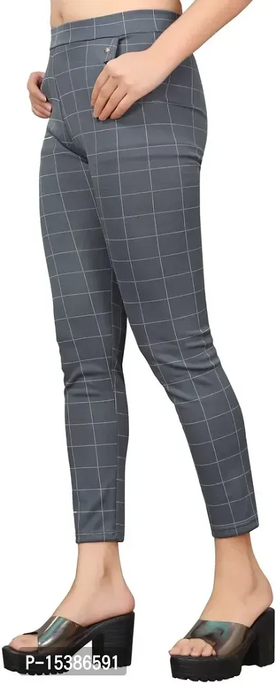 Buy Wardrobe Checked Grey High-Rise Jeggings from Westside